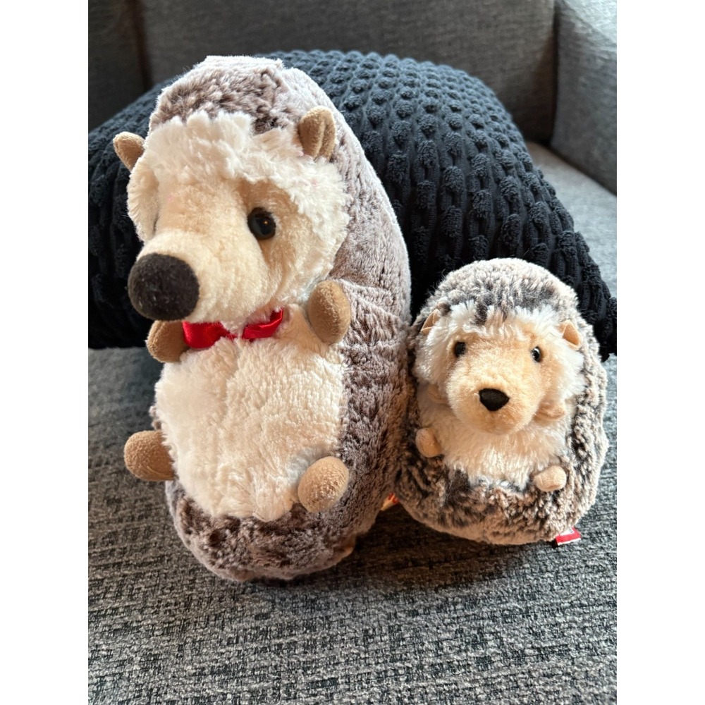 Aurora & Douglas Plush Hedgehog Pair With‎ Cute Red Bow